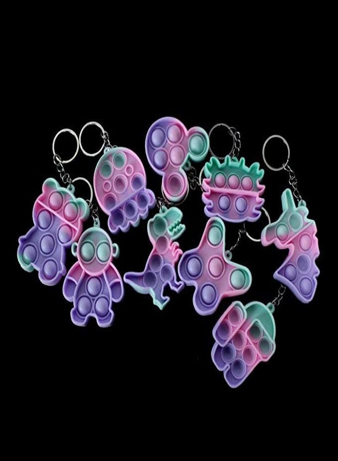 KAVIN Combo Of 2 Pieces Cute Shape Dual Sided Push Pop Bubble Silicone Keychain/Key Ring For Girls And Women Random Colours - Image 4
